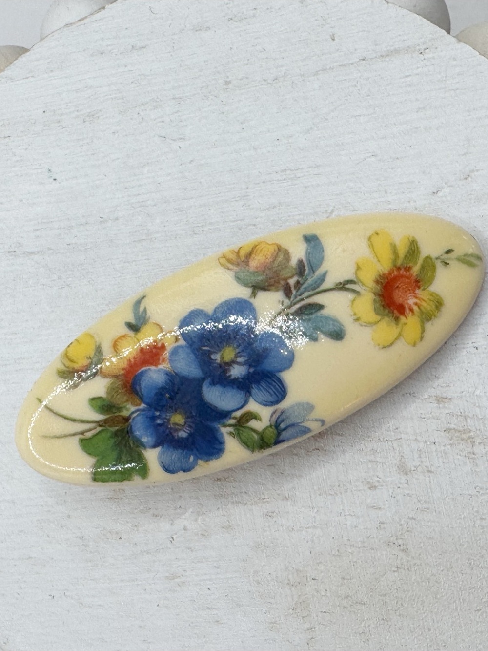 Vintage flower oval bar brooch pin cottagecore whimsical